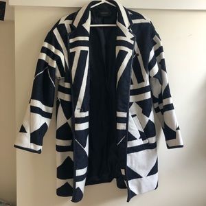Zara Basic Blue and White Coat Size M